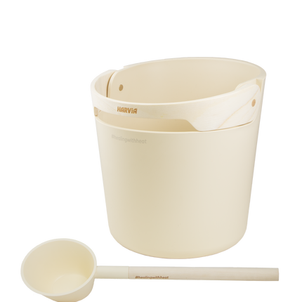 Harvia Helmi Saunaeimer und Kellen-Set Ivory
