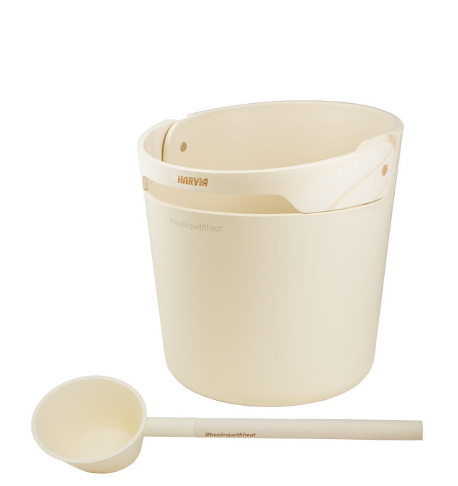 Harvia Helmi Saunaeimer und Kellen-Set Ivory